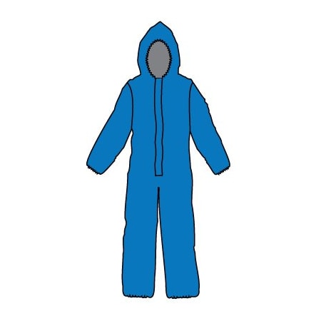 Kappler Disposable Coverallss, Hooded, 4X, Elastic Wrist, Elastic Ankle, Bound Seam, Blue, 12 PK Z1B428XP--4X